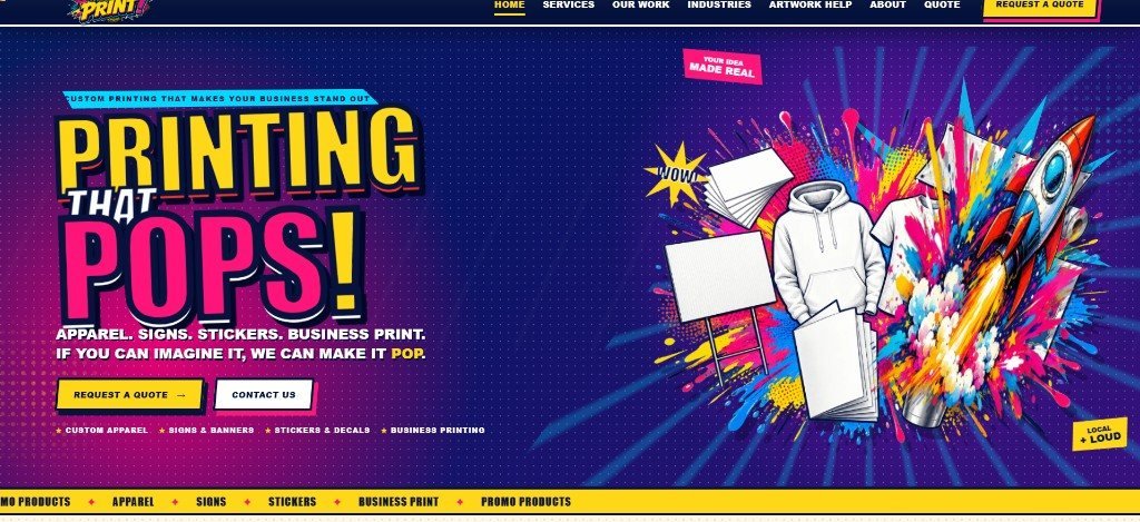 Hanover Print website design shown in a wide desktop layout